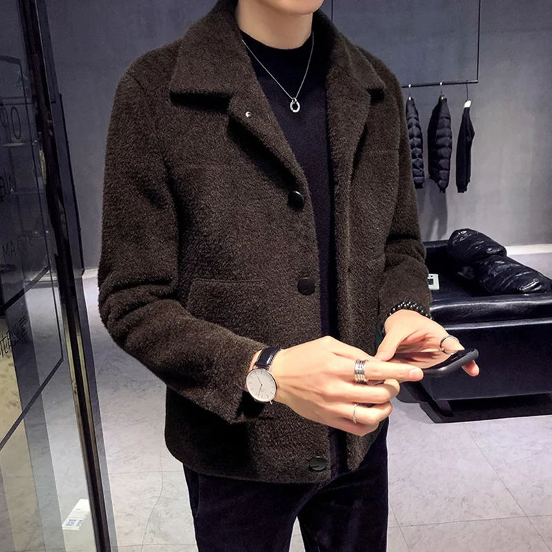 Autumn 2022 Winter Men's Wool Coats New Fashion Turn-down Collar Thick Warm Woolen Coat Male Casual Trench Coat Overcoat B617