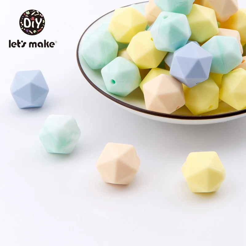 Let\'s Make Silicone Beads Octagonal Silica Beads 20 PCS 14mm BPA Free Teething Toys DIY Accessories Pacifier Chain Baby Teether