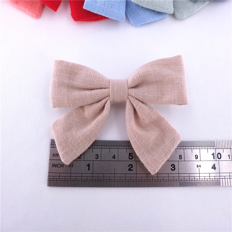 2 PCS 3.2นิ้วผ้าลินิน Sailor Bows คลิป Barrettes เด็กทารกเด็กวัยหัดเดินเด็ก Bow Hairgrips อุปกรณ์