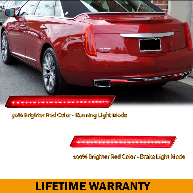 For Cadillac XTS Bumper Reflector Lights,Function as Tail/Brake, Turn Signal Lights & Rear Fog Lamps 2013-2017