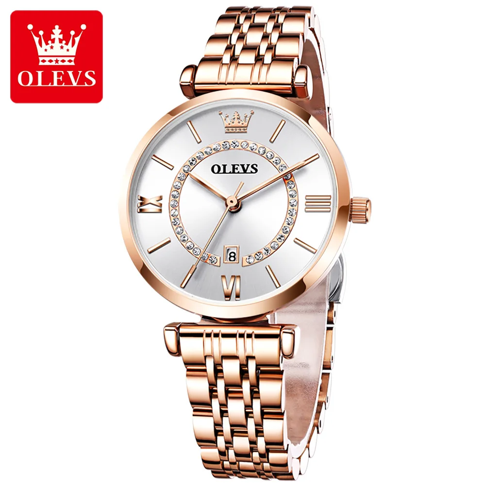 

OLEVS Stainless Steel Ultra-Thin Casual Wristwatch Quartz Clock Top Brand Luxury Waterproof Watch Womens Watches Fashion Ladie