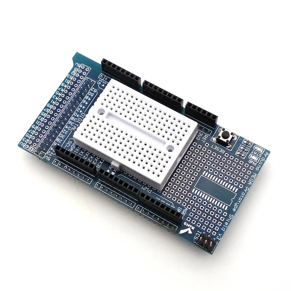 ยี่ห้อใหม่ Prototype Shield Protoshield V3 ขยายบอร์ดบอร์ดขนมปังขนาดเล็ก MEGA สีฟ้า + สีขาว