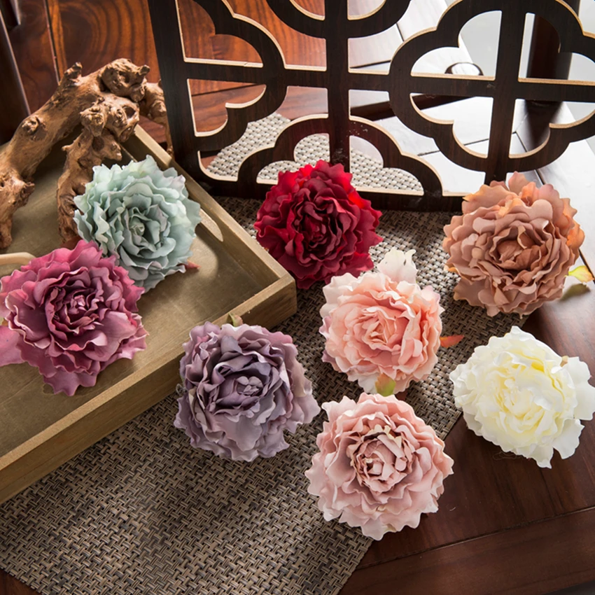 

10Pcs Artificial Flowers Home Christmas Decorations for Home Silk Peony Fake Plant Scrapbooking Outdoor Wedding Holiday Supplies