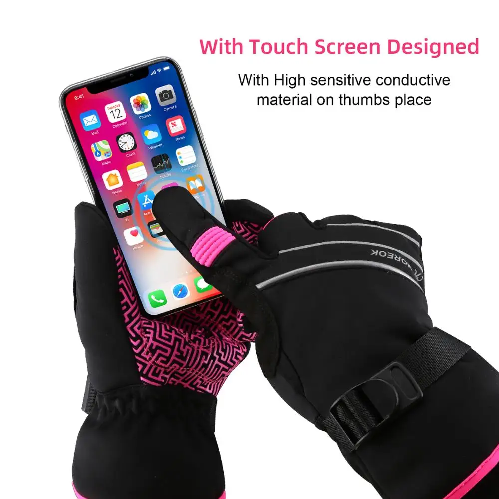 Guanti da sci MOREOK 3M guanti termici Thinsulate Full Finger Touchscreen guanti da ciclismo invernali guanti da moto caldi per uomo donna