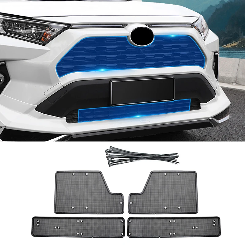 

For Toyota RAV4 XA50 2019 2020 2021 2022 2023 2024 ABS Car Front Racing Grille Insect Screen Body Protection Cover Accessories