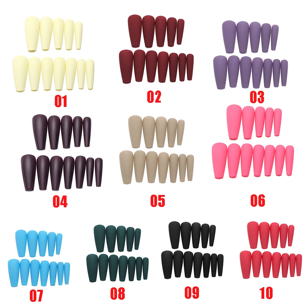 24pcs/Box Women Fashion Coffin Manicure Tool Ballerina False Nails Nail Tips Fake Nails Wearable