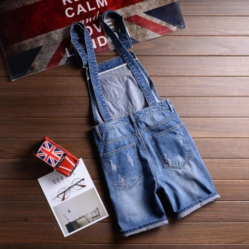 

Fashion Summer Men Short Denim Overalls Straps Bib Shorts Casual Jeans Streetwear Unisex Hip Hop Male Jeans Plus Size 5XL