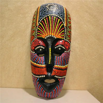 Thai handmade African stippling mask face makeup farmhouse restaurant living room bar wall decoration mask pendant