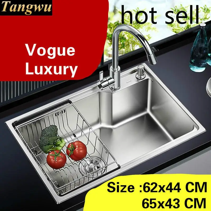 

Free shipping Home small kitchen single trough sink vogue wash vegetables 304 stainless steel hot sell 620x440/650x430 MM