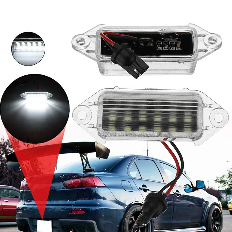 2Pcs Error Free Led Number Plate Bulbs 18Smd White Led License Plate Light Lamp for Mitsubishi Lancer X Evo 2003-2017