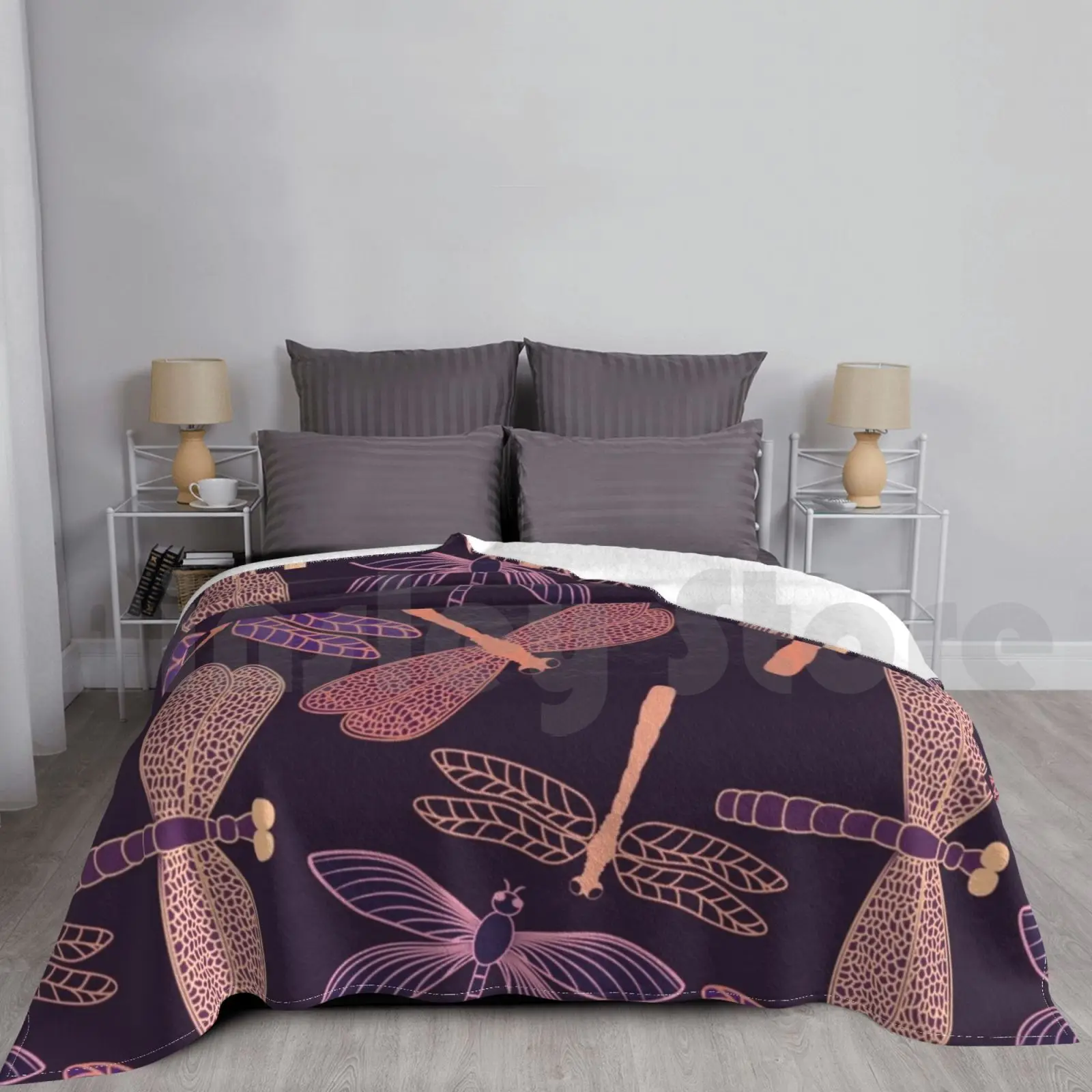 

Dragonfly Pattern Blanket For Sofa Bed Travel Dragonfly Pattern Dragonfly Pattern Dragonflies Purple