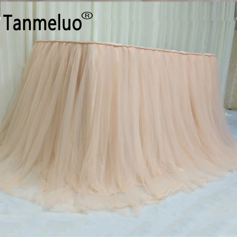 

Tanmeluo H75xL300CM Tulle Tutu Wedding Party Table Skirt Birthday Baby Shower Decor Tablecloth Dinning Mesh Tablecover Skirting