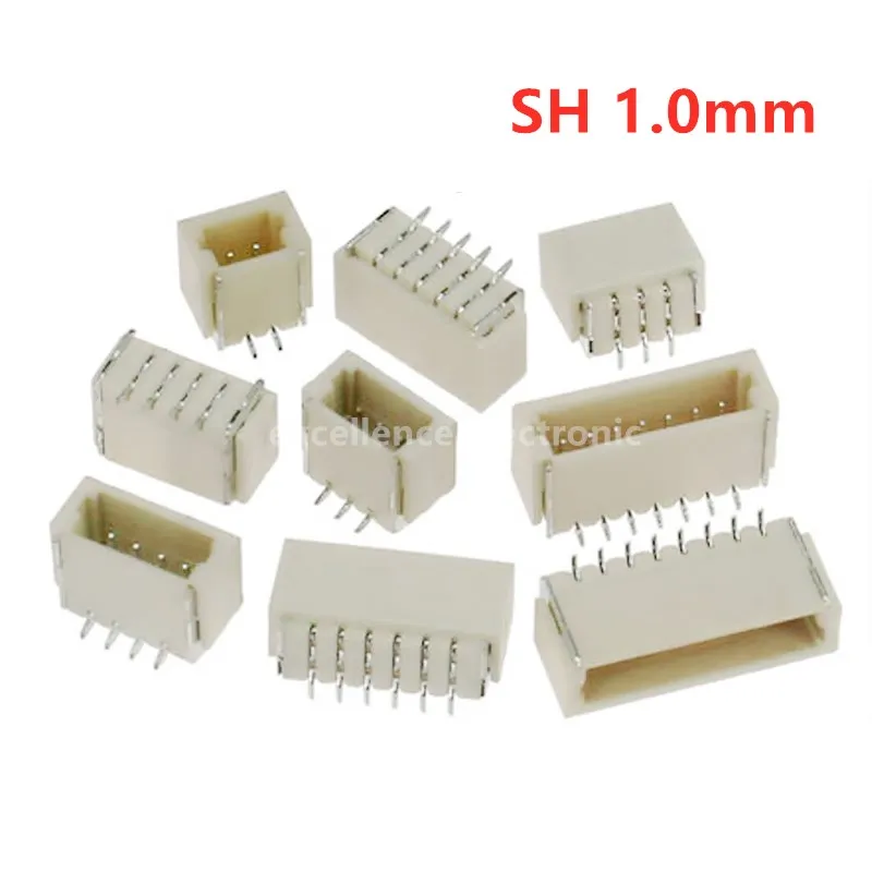 20PCS JST SH 1.0mm Vertical SMD Connector 1.0mm Pitch Patch Plug Socket 2P 3P 4P 5P 6P 7P 8P 9P 10Pin