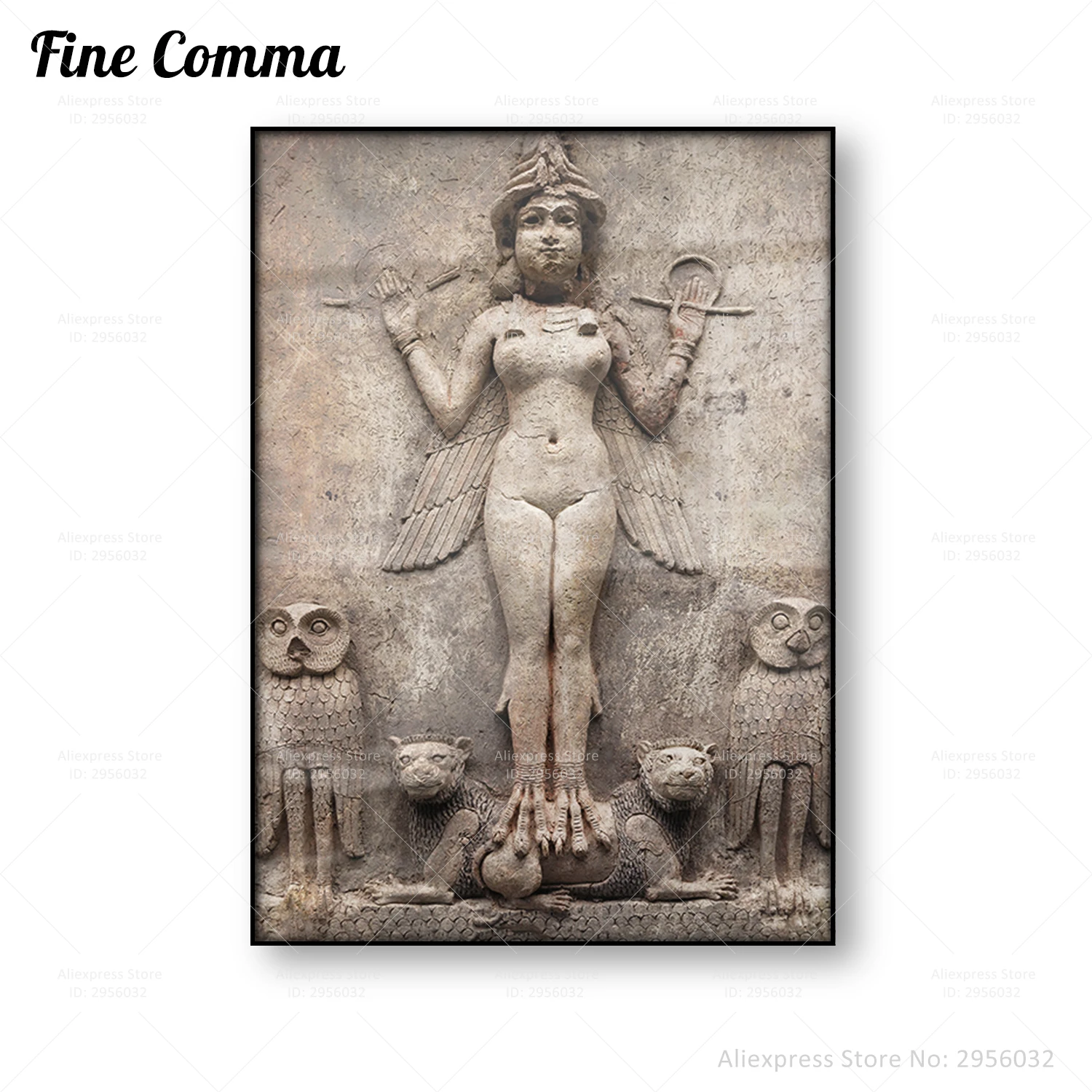 Queen Of The Night Antique Goddess Poster Lilith Inanna Goddess Ancient Canvas Print Sumerian Babylon Demonic Wall Art Decor