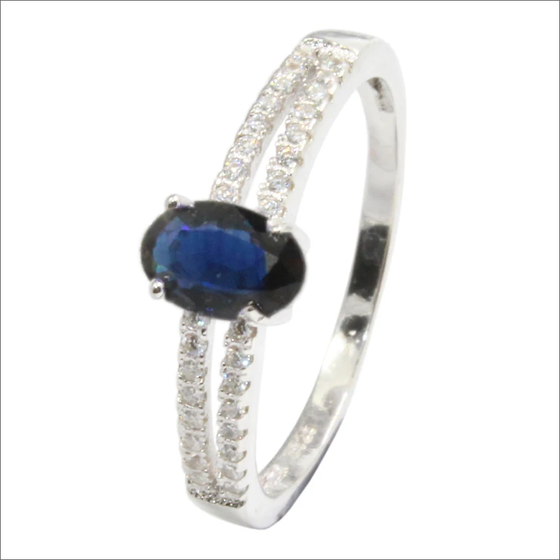 

CoLife Jeweley 4mm*6mm Natural Sapphire Ring for Daily Wear 925 Silver Sapphire Jewelry Sterling Silver Sapphire Jewelry