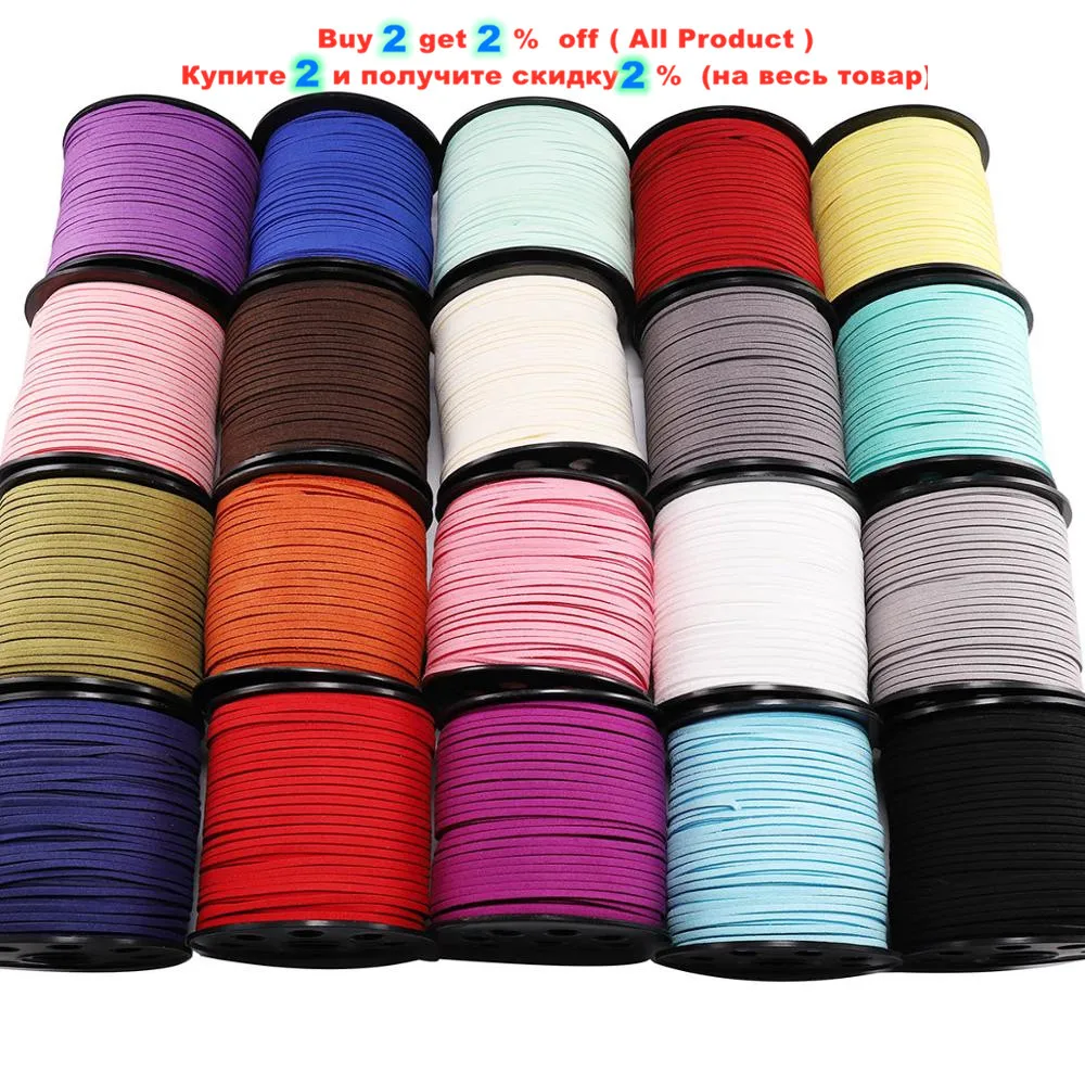 5/10/20m 2.5*1.2mm 1Rope Flat Faux Suede Braided Cord  Velvet Leather Handmade String For DIY Jewelry Making Needlework Supplies