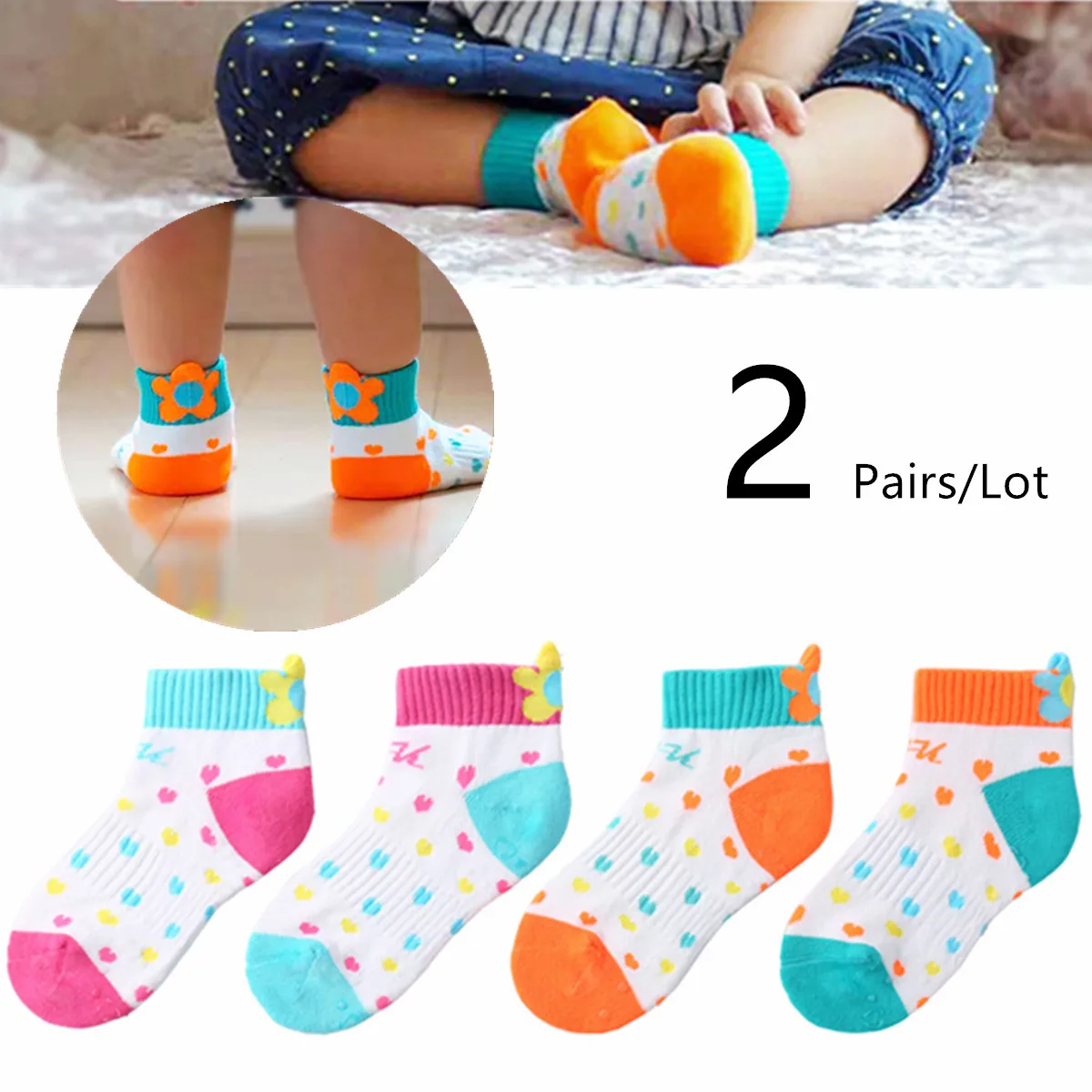 HONEYKING 2 Pairs/Lot Baby Socks For Newborns Infant Cute Cartoons Soft Cotton Socks Children's Floor Anti-Skid Socks