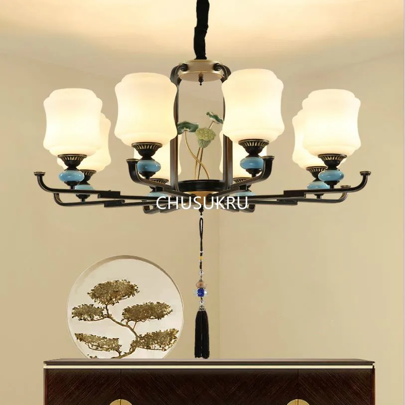 

New Chinese style Pendant Lamp living room lamp Chinese style dining room chandelier simple villa complex large chandelier