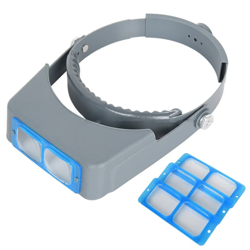 Headband Binocular Magnifier, Lâmpada de ampliação do capacete óptico, Terceira mão cabeça usando óculos, Lupa f solda, 1.5X 2X 2.5X 3.5X Headband