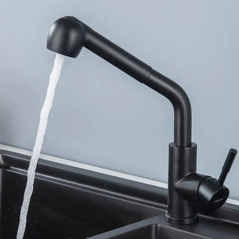 360 Degree Swivel Pull out Kitchen Faucet Deck Mounted with Stream Sprayer - Modern Kitchen Mixer Tap for Bathroom & Kitchen