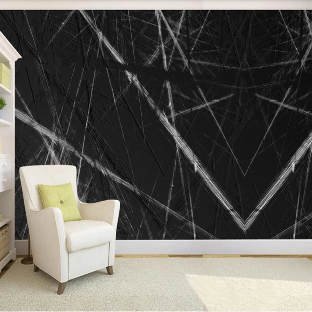 

Milofi custom 3D wallpaper mural Nordic black texture line sketch living room bedroom background wall paper mural