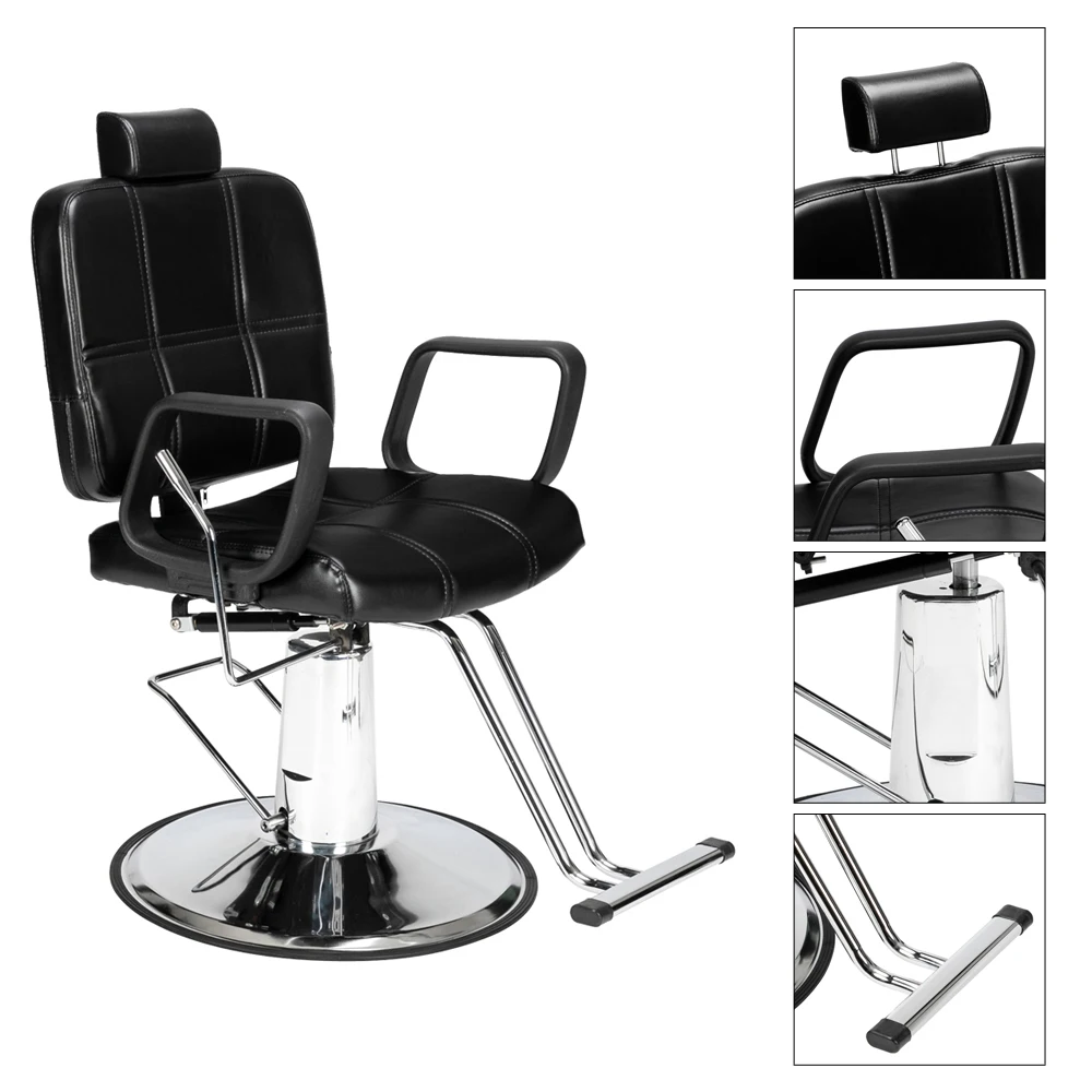 In Stock Barber Chair Reclining Haircut Lady Chair Hairdressing Chair Black  US Warehouse