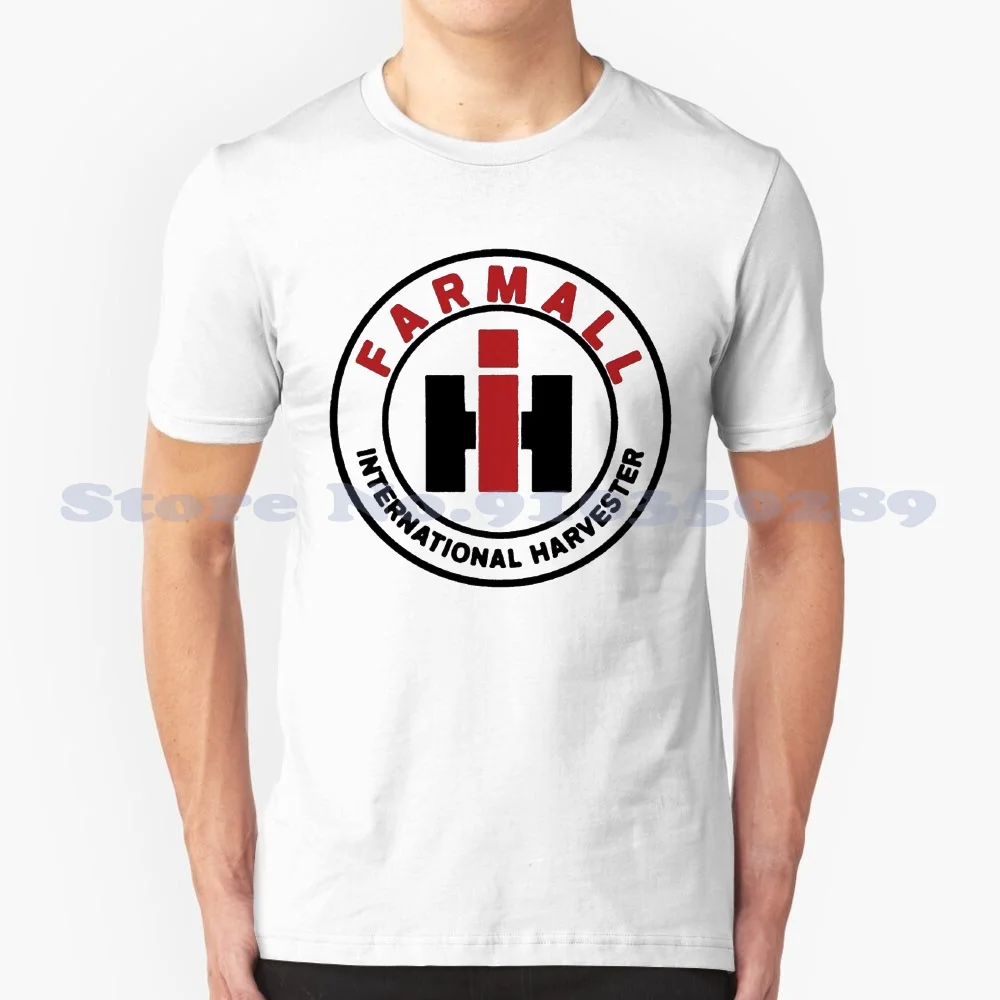 Farmall International Harvester Current And Genuine Emblem 100% Cotton T-Shirt International Harvester Case Farmer Agriculture