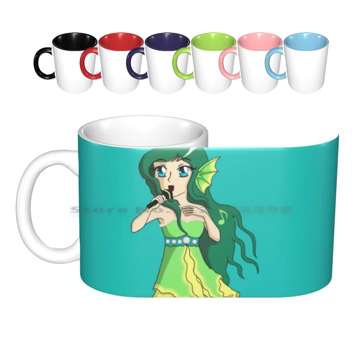 Siren Ceramic Mugs Coffee Cups Milk Tea Mug Music Teenage Girls Singing Siren Idol Singer Teen Cute Sea Mermaid Anime Melody