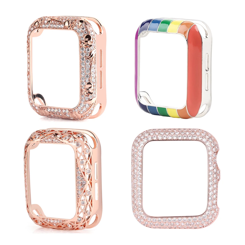 Bling Metal Case for Apple Watch 6 40mm iWatch SE Series 8 7 41mm Jewelry Cover Luxury Diamond Bezel Vintage Sparkling Woman