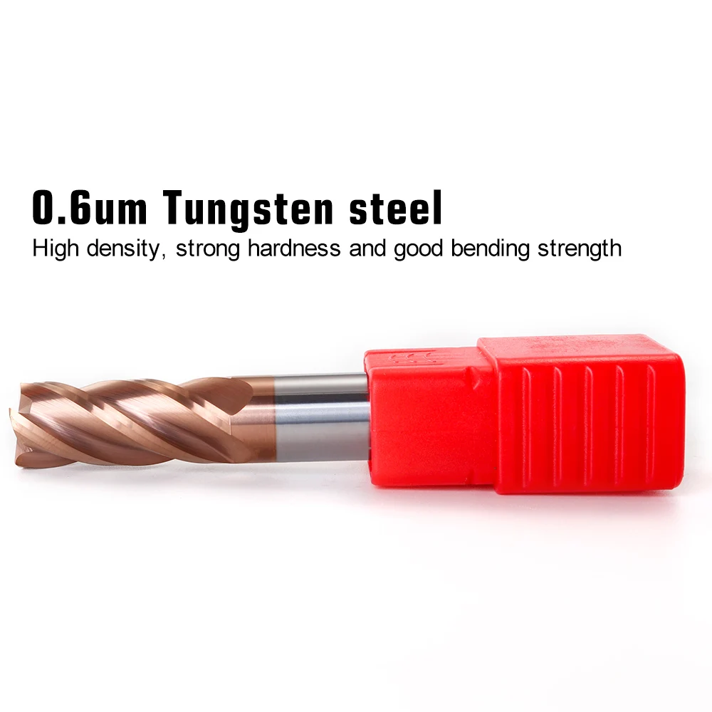 VACK HRC55 Carbide End Mill 4 Flutes Milling Cutter Alloy Coating Tungsten Steel Cutting Tools For CNC Maching Router Bits