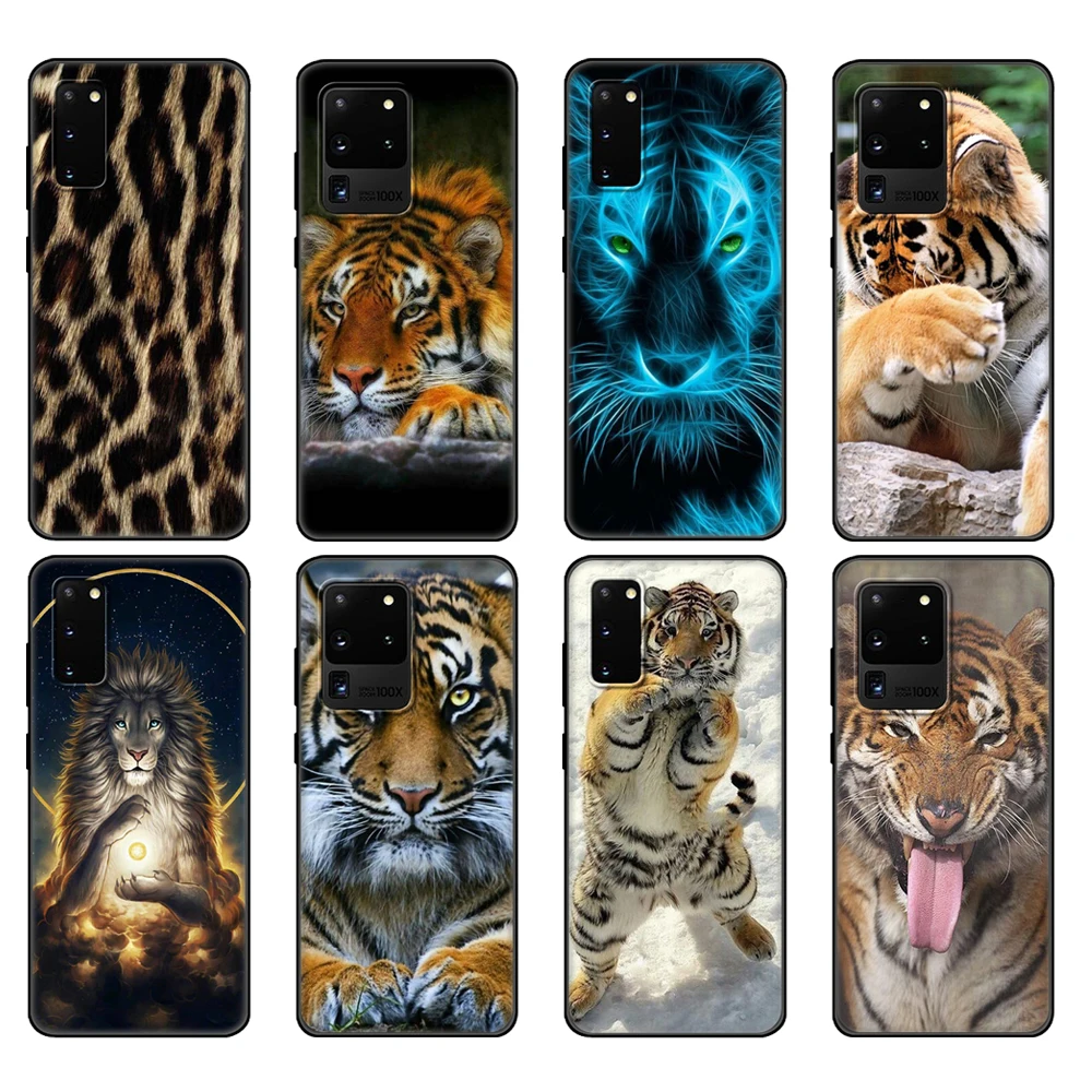 Black tpu Case For Samsung galaxy S20 /S20 PLUS/S20 ultra/S20+ /S20FE back cover Fashion Tiger Leopard lion