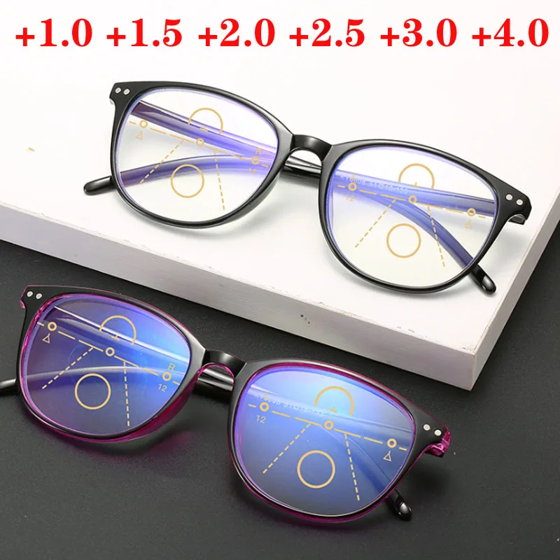 Progressive Multifocal Reading Glasses Women&Men Near and Far Presbyopic Spectacles Hyperopia +1.0 +1.5 +2.0 +2.5 +4.0