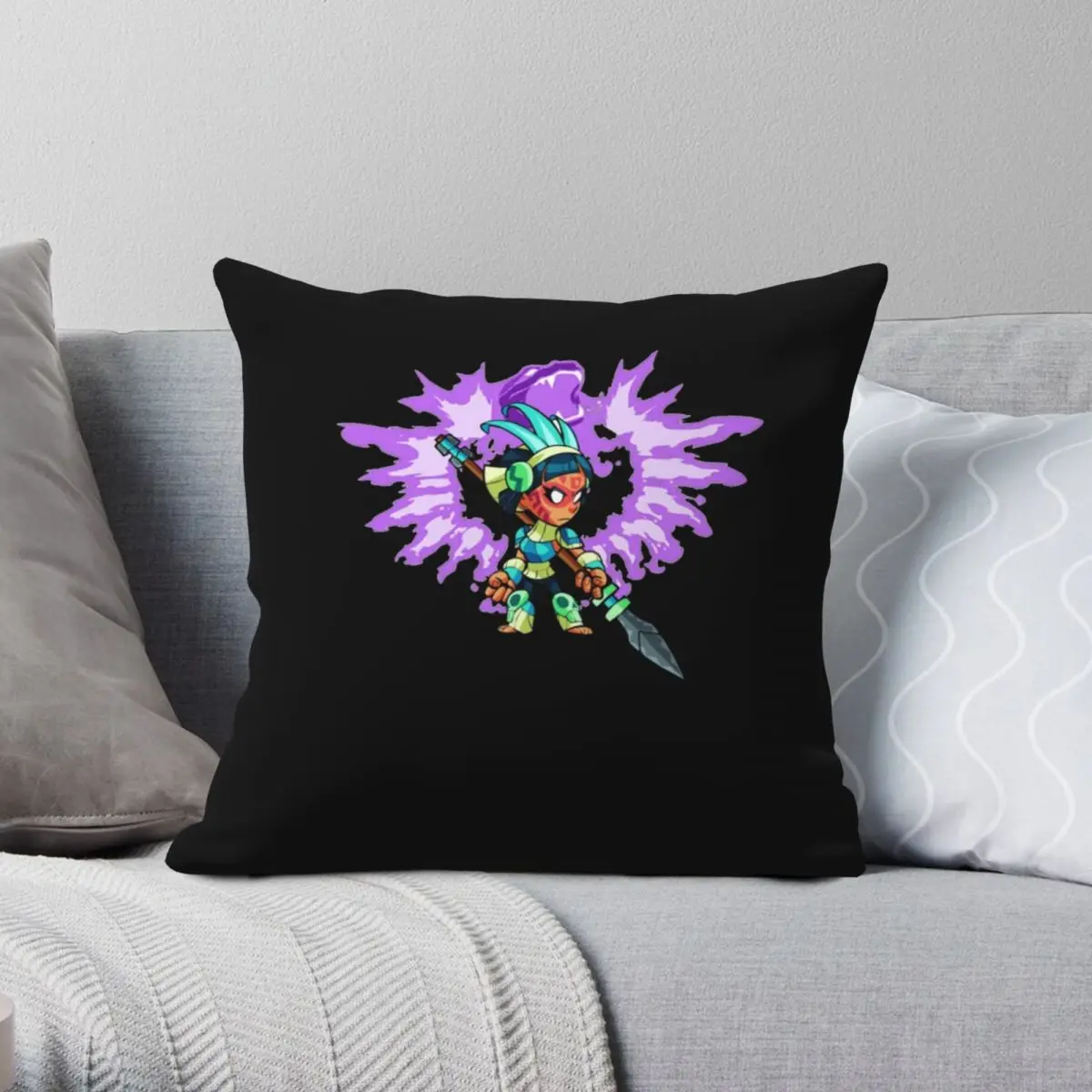 Queen Nai Brawlhalla Square Pillowcase Polyester Linen Velvet Pattern Zip Decor Throw Pillow Case Sofa Cushion Cover