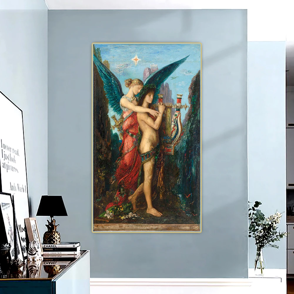 

Hesiod and the Muse, 1891 by Gustave Moreau Canvas Art Oil Painting Artwork Aesthetic Picture Poster Wall Decor Home Decoration