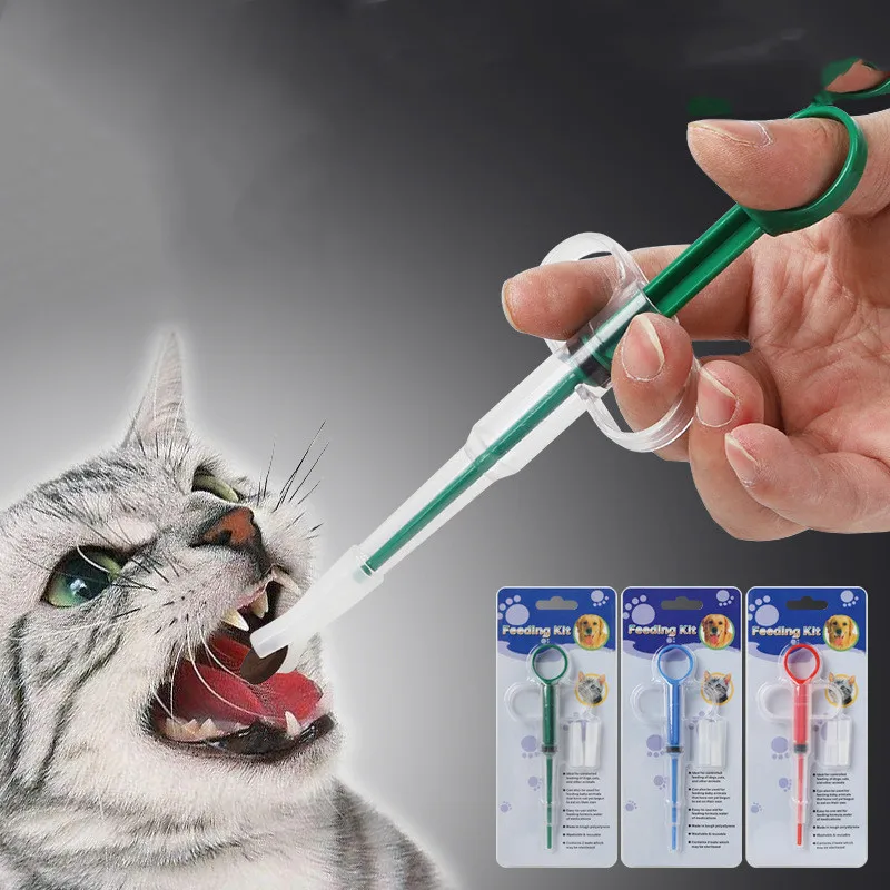 1pc Haustier Katze Spritze Hund Medizin Feeder Tablette Pille Pistole Piller Push Spender Wasser Milch Spritze Hund Katze Kätzchen Welpen Feeder Kit – Detail 1