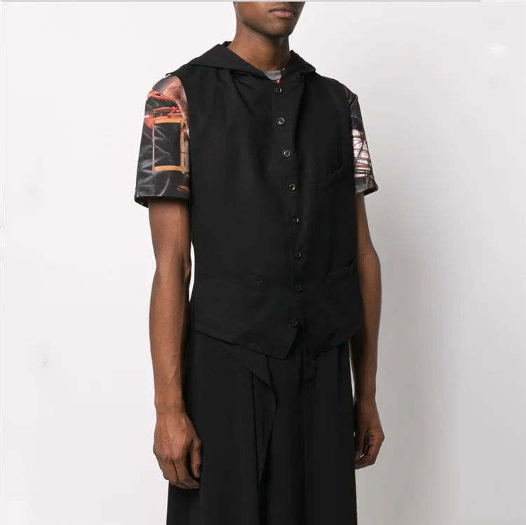 

S-6XL!!2020 The new summer-Spring European and American trend, slim and slim individual jacket for men with hooded waistcoat