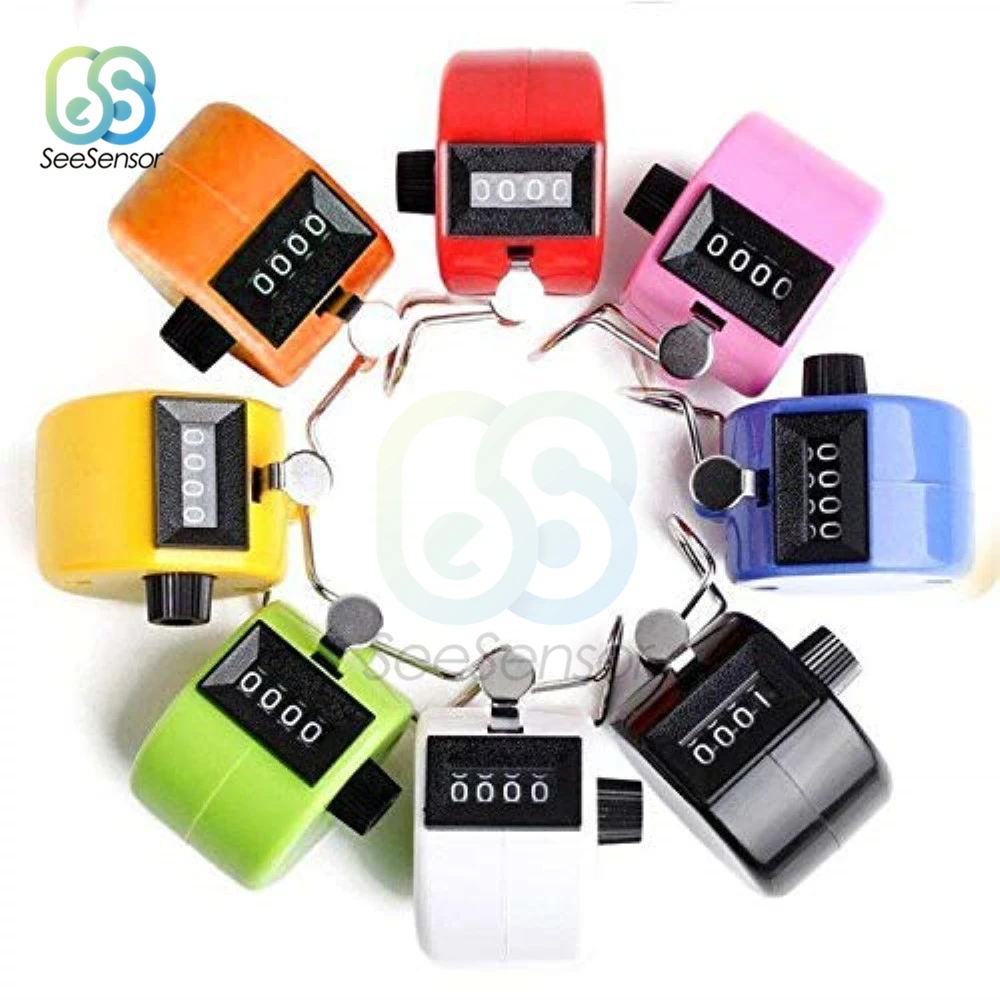 4 Digit Mechanical Counter 0000 to 9999 Number Count Manual Mechanical Clicking Hand Counter For Running Kicking Sports