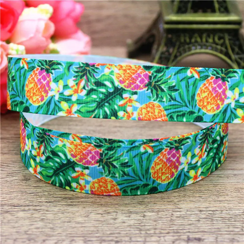 DHK 7/8 ''5 Thước Dưa Hấu Dứa In Hình Grosgrain Ruy Băng Phụ Kiện Hairbow Mũ Đợi Đầu Đa Năng DIY Trang Trí 22Mm E1231