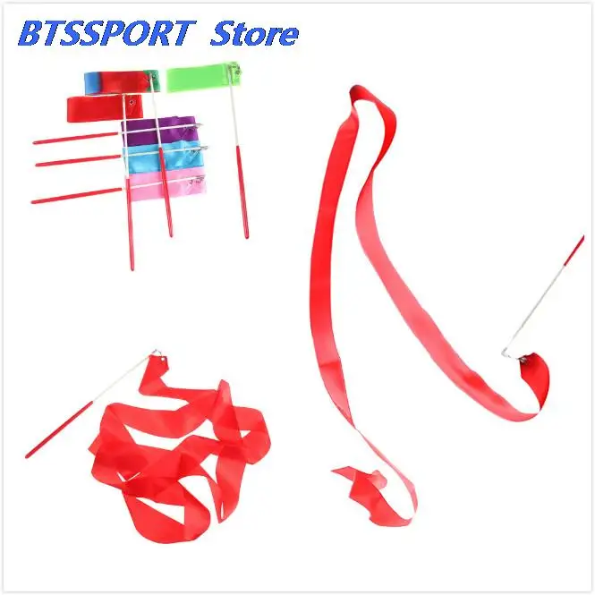 Colorful 2M Art Gymnastic Ballet Streamer Twirling Rod Stick For Gym Training Professional Gym Ribbons Dance Ribbon Rhythmic