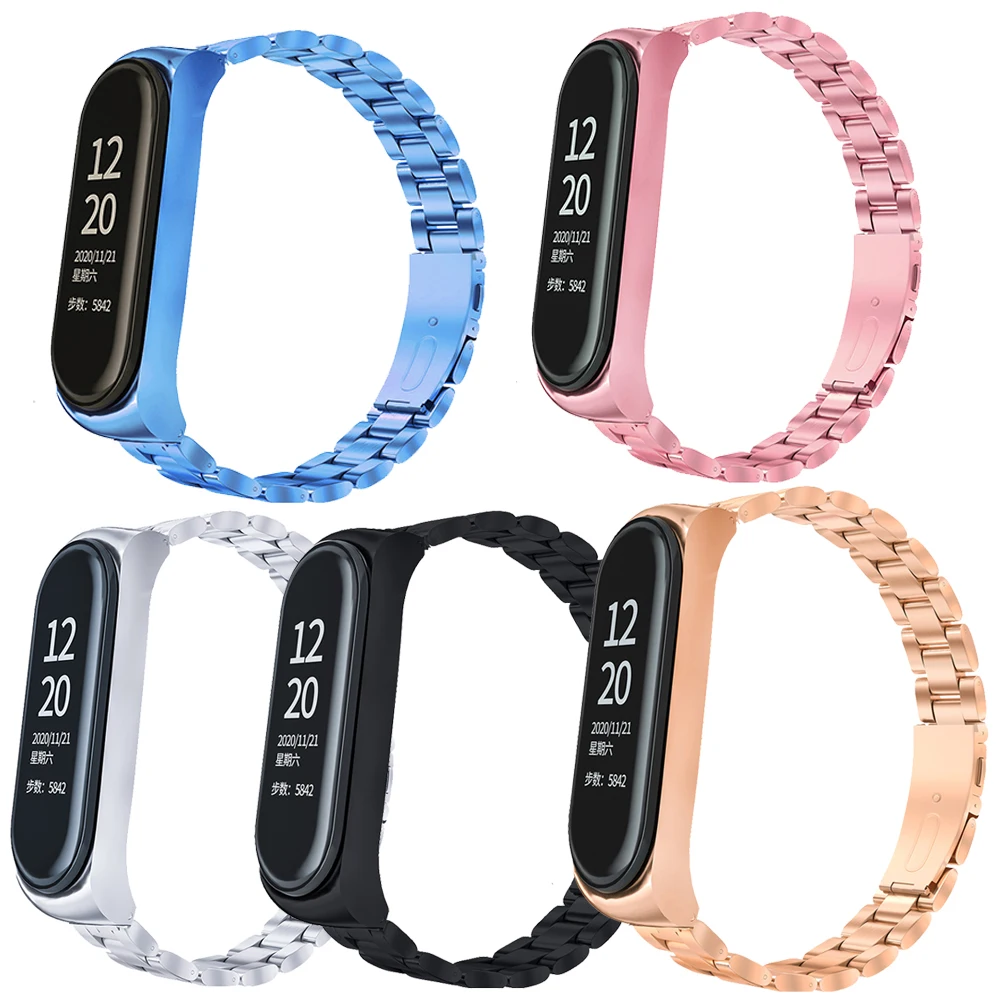 

For Xiaomi Mi Band 6/5/4/3 Metal Strap Xiaomi Band Stainless Steel Wristband Niceese Strap Mi 4 3 Strap Band 3 Metal Strap