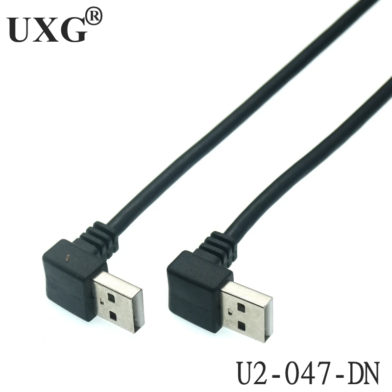 Adaptateur USB A mâle vers USB A mâle 90, résistant, angle droit/haut/bas, rallonge câble USB 2.0 mâle vers mâle, rette 25cm 0.5m