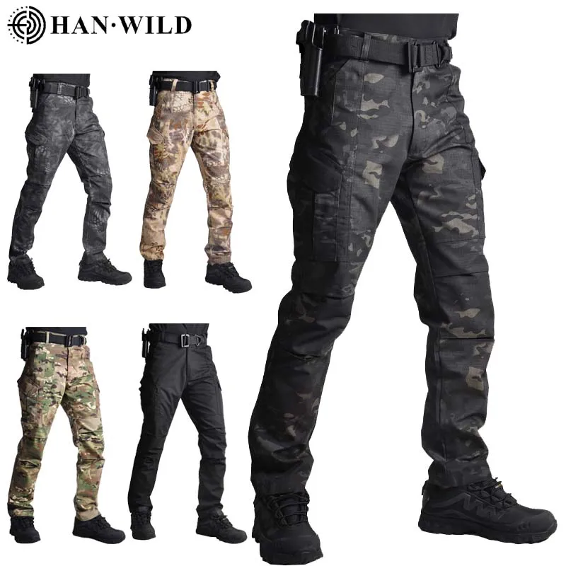 Pantalones Cargo tácticos al aire libre para hombre, pantalones de camuflaje Airsoft, pantalones de trabajo multibolsillos resistentes al desgaste