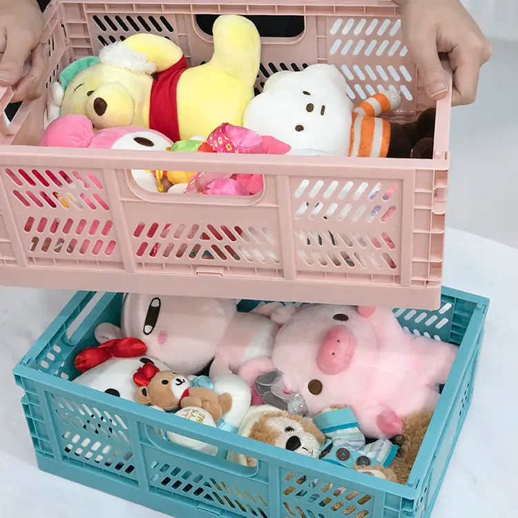 High Capacity Foldable Plastic Storage Basket Utility Cosmetic Container Desktop Home Kitchen Warehouse Storage Baskets Box