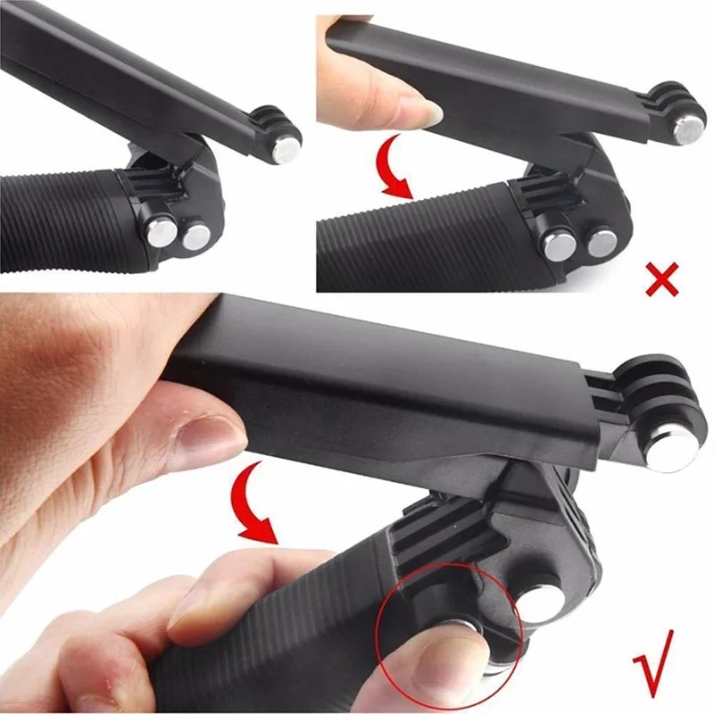 Foldable 3 Way Grip Waterproof Monopod Selfie Stick For Gopro Hero 12 11 10 9 8 7 5 6 4 3 2 SJCAM Yi 4K Camera Tripod Accessory