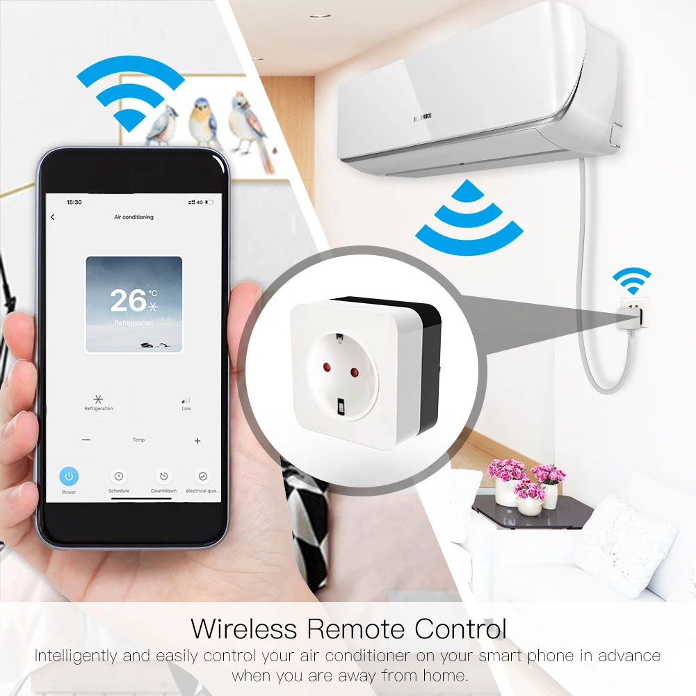 Tuya inteligente 16a ar condicionado plug companheiro ir controle remoto wifi tomada temporizador compatível com alexa google casa