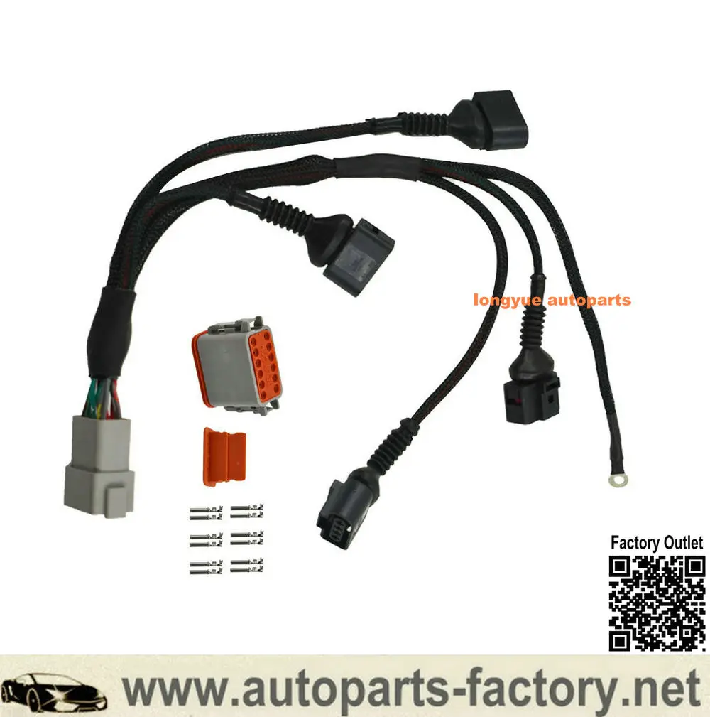 Longyue 10set Ignition Coil Wiring Harness Loom for  MK4 GTI GLI TT A4 B5 Jetta for Audi VW 1.8T 97-05