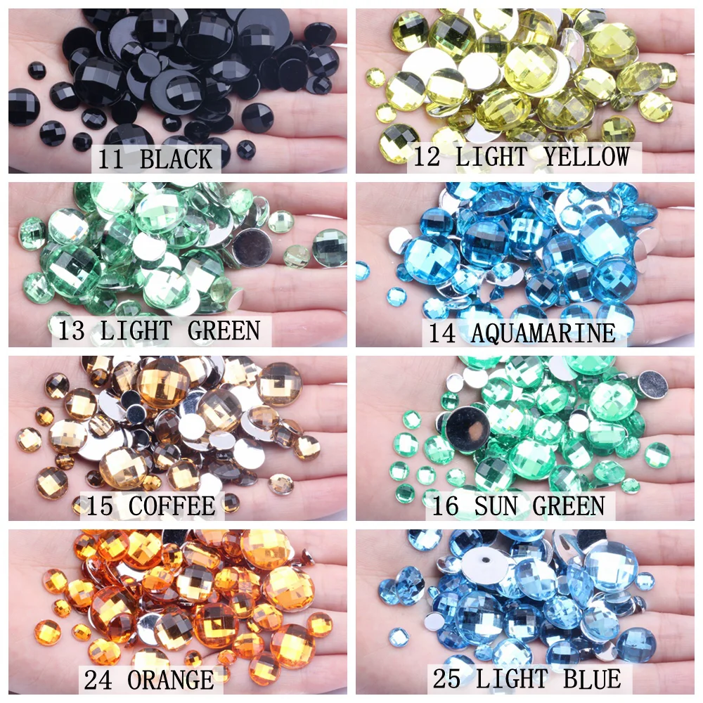 18mm 500pcs Acrylic Rhinestones Round Earth Facets Many Colors Flatback Glue On Beads DIY Phone Cases Nails Art Supplies