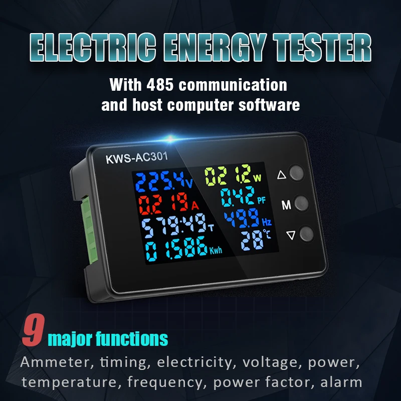 Digital Display Current Voltmeter 50-300V AC Wattmeter Dedicated Chip 8 In 1 Multifunction 0-100A Electric Meter Power Detector