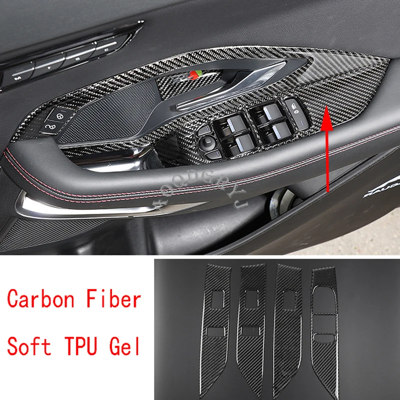 

Carbon Fiber Soft TPU Gel Cover Interior Car Window Switch Cover Trim for Jaguar E-PACE 2018-2020 Car Styling 4pcs