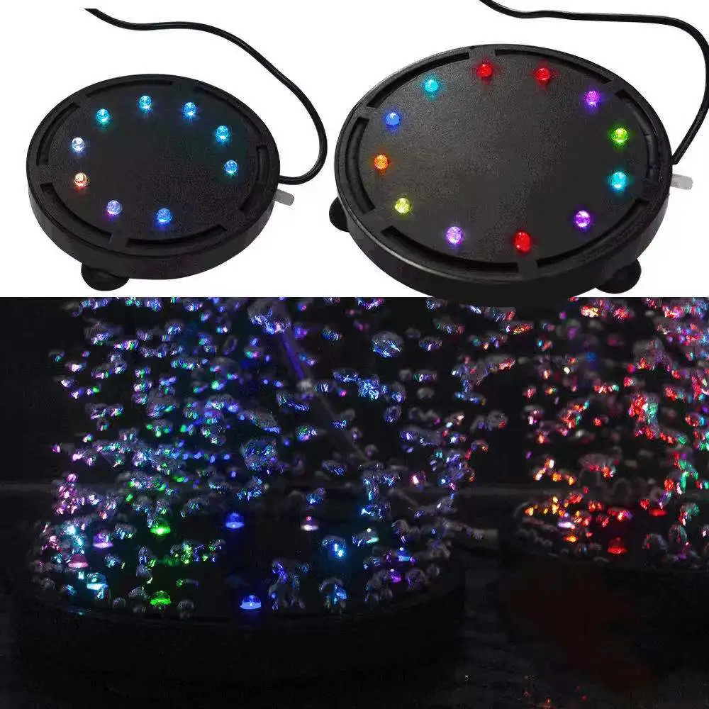 Fish tank oxygen pump accessories colorful diving light gas plate oxygenation bubble stone LED light aquarium accessories12V 12W